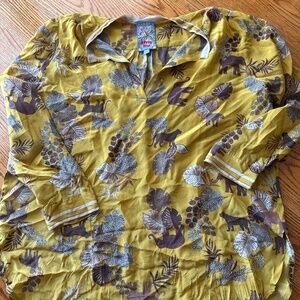Johnny Was gold yellow animal print tunic
